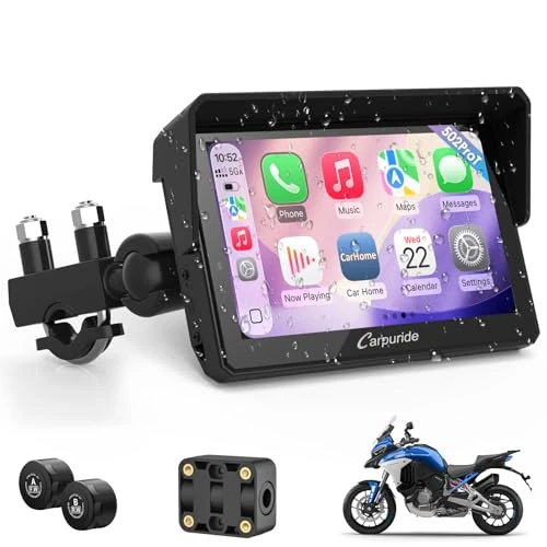 Oferta limitada: Carpuride W502TPRO para Motocicleta con CarPlay, Android Auto, TPMS y Bluetooth Dual. Pantalla GPS Impermeable de 5 Pulgadas para Motocicleta, intercomunicador, Sensor de luz, brújula y barómetro. de 199.99 EUR a 199.99 EUR (ahorro 0%)