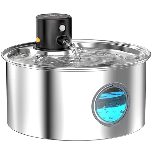 Bezprzewodowa fontanna dla kota do picia: fontanna dla kotów ze stali nierdzewnej – 3,2 l fontanna dla kotów na baterie – automatyczna fontanna dla zwierząt domowych i małych psów