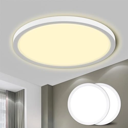 Offerta a tempo: LQWELL® Plafoniera Lampada da soffitto a LED, Lampada da bagno impermeabile IP44 Rotonda Piatta 22W 3000K 2420LM Sottile per Soggiorno Bagno Camera da letto Cucina Seminterrato Ufficio, 300 * 25mm - 91.12% da 85.49 € a 7.59 €