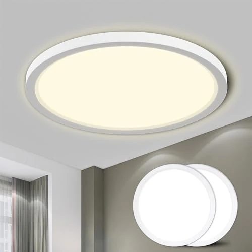 Offerta a tempo: LQWELL® Plafoniera Lampada da soffitto a LED, Lampada da bagno impermeabile IP44 Rotonda Piatta 22W 4000K 2420LM Sottile per Soggiorno Bagno Camera da letto Cucina Seminterrato Ufficio, 300 * 25mm - 88.9% da 89.99 € a 9.99 €