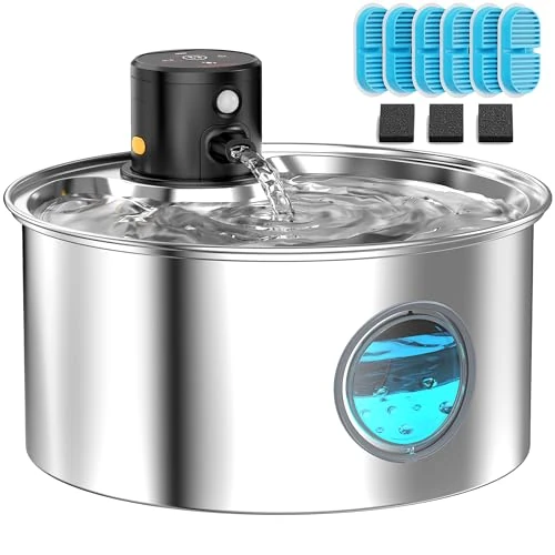 Zeitlich begrenztes Angebot: Katzenbrunnen mit Bewegungsmelder Katzen Trinkbrunnen Edelstahl: Katzentrinkbrunnen Sensor - 3.2L Trinkbrunnen für Hunde ohne Kabel - Wasserbrunnen für Haustier - Wasserspender mit 9 Filter von 55.99 € auf 47.57 € (15% Rabatt)