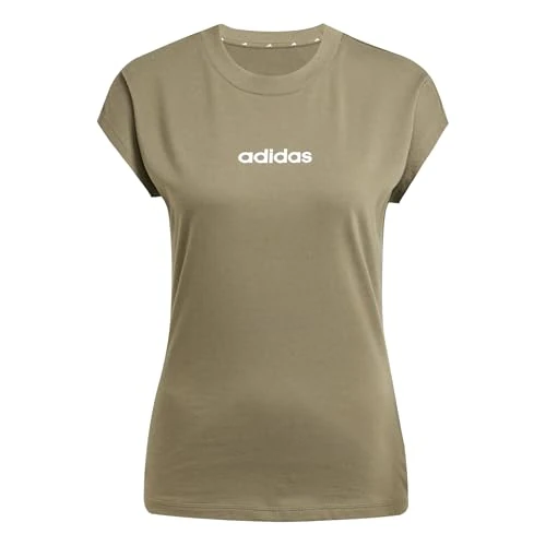Offerta a tempo: adidas Donna Essentials Linear Cotton Shirt, Olive Strata/White, XXL - 30% da 20.00 € a 13.99 €