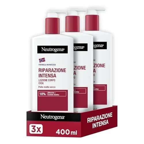 Neutrogena Crème hydratante pour le corps - Réparation intensive pour peaux sèches et irritées - Formule norvégienne - 3 paquets de 400 ml - Exclusivité Amazon