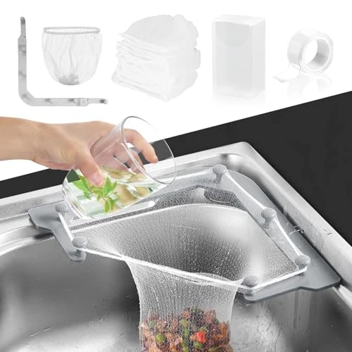 200 Pieces Kitchen Sink Tri-Holder Filter, Triangular Drain Strainer, Sink Strainer, Sink Strainer, Sink Strainer, Filter Mesh Bags, Kitchen Sinks