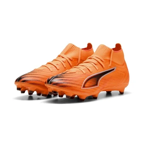 PUMA Ultra 6 Match+ FG/AG - Tenis de fútbol Unisex, Heat Fire Puma Negro Rojo Brillante, 40 EU