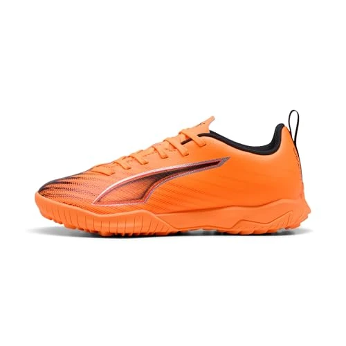 Puma Ultra 6 Play TT Jr - Tenis de fútbol Unisex para niños, Heat Fire Puma Negro Rojo Brillante, 4 UK