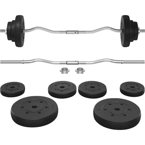 Oferta limitada: Yaheetech Juego de Mancuernas de Peso 30 kg con Barra Curl Z de 120cm Barra de Pesas Musculacion con Disco de 2,5 kg/5 kg para Manillas/Brazadas/Sentadillas Gimnasio Fitness de 65.99 EUR a 65.99 EUR (ahorro 0%)