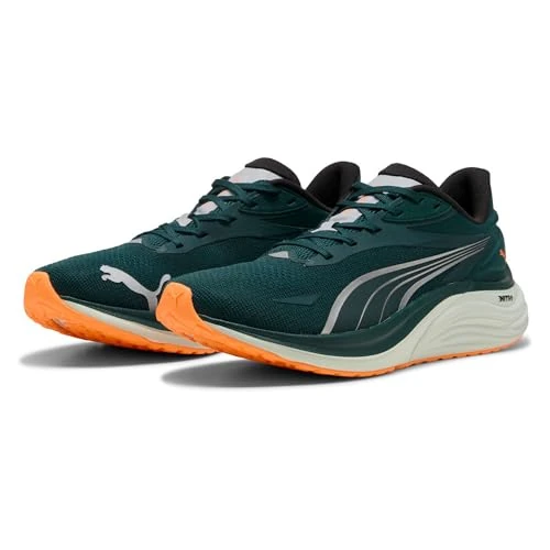 Puma Herren Electrify Nitro 4 Road Running Shoe, Green Terrain Heat Fire, 42.5 EU