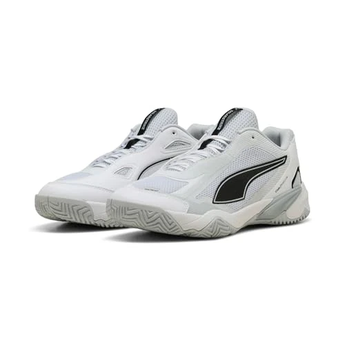 Offerta a tempo: PUMA Solarstrike 4 Indoor Court Shoe Unisex, Puma Bianco PUMA Nero Argento Nebbia Platino Grigio, 38 EU - 50% da 89.95 € a 45.00 €