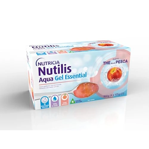 Begrenztes Angebot: NUTILIS Aqua Gel Essence - Medizinische Spezialnahrung für die diätetische Behandlung von Dysphagie, Geliertes Wasser ohne Zucker, Gluten und Laktose, Pfirsichgeschmack - 4 x 125 g von 10.46 EUR auf 10.46 EUR (Rabatt 0%)