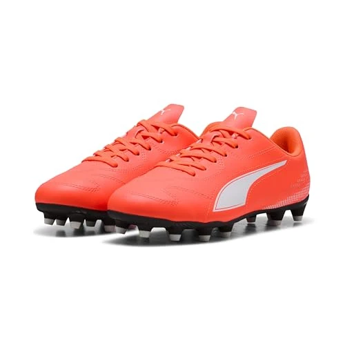 Puma Vitoria II Fg/AG JrSoccer - Scarpe Unisex per Bambini, Glowing Red Puma White, 32 EU