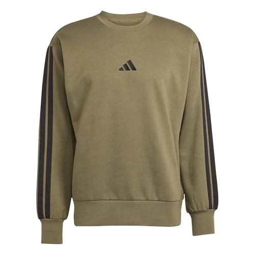 Limitiertes Angebot: Adidas Men's Essential Three Stripes Fleece Sweatshirt, Olive strata/Black, L von 50.00 EUR auf 50.00 EUR (Spare 0%)