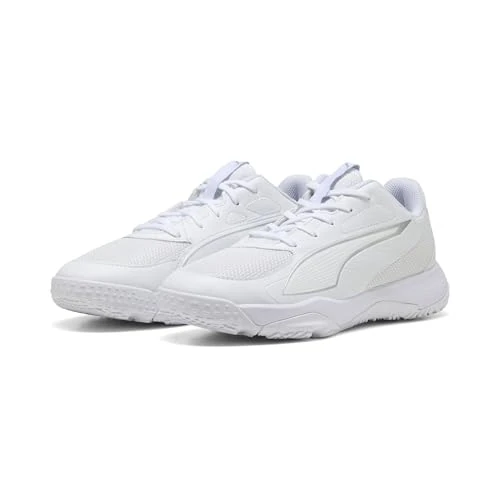 Offerta a tempo: PUMA Accelerate JR 4 Scarpe da Pallamano, Bianco e Argento, Misura 38, Puma White Puma Silver, 5 UK - 70% da 64.95 € a 19.68 €
