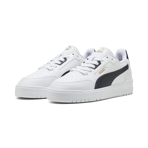 Zeitlich begrenztes Angebot: Puma Shuffle Downtown Sneaker für Damen und Herren, Puma Weiß, Marineblau, Puma Gold, 41 EU von 59.95 € auf 43.81 € (27% Rabatt)