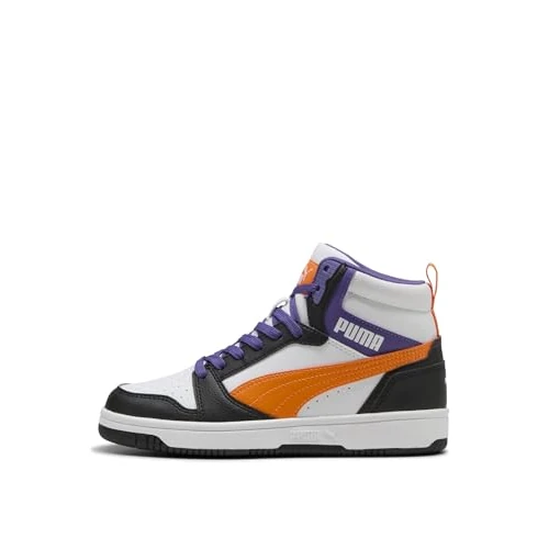 Beperkte aanbieding: PUMA Unisex Kids Rebound V6 Mid JrSneaker, Puma Wit Oranje Glo PUMA Zwart, 6 UK van 54.95 EUR naar 34.97 EUR (besparing 36%)