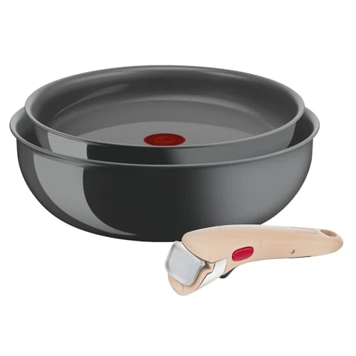 Offerta a tempo: Lagostina Ingenio Vivissima, Set Padella 24cm e Wok 26cm in Ceramica Antiaderente con Manico Rimovibile Beige, 100% Alluminio Riciclato e Tecnologia Thermo-Signal, per Tutte le Fonti di Calore — 25% da 79,90 € a 59,90 €
