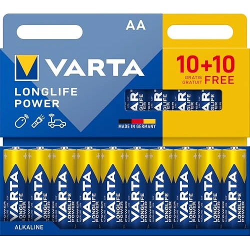 Zeitlich begrenztes Angebot: VARTA Batterien AA, 20er Pack (10+10), Longlife Power - Alkaline Mignon Batterien LR6 mit 1,5 V - Made in Germany - für energieintensive Geräte von 9.99 € auf 8.82 € (12% Rabatt)