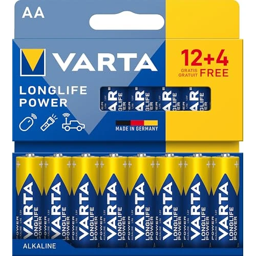 Offerta a tempo: VARTA Pile AA, 12+4 (16 pezzi), Longlife Power, Alcaline, 1,5V, ideale per giocattoli, mouse wireless, torce elettriche, imballaggio riciclato al 90%, Made in Germany - 0.00% da 6.03 € a 6.03 €