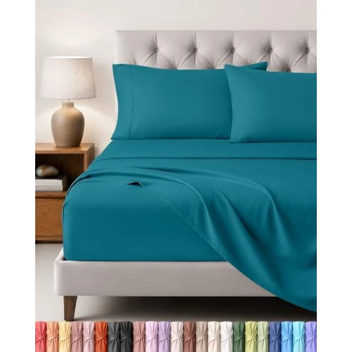Oferta limitada: Utopia Bedding Juego de Sabanas 4 Piezas 180x200 - Poliéster Microfibra Cepillada - Oeko-Tex Certificado - Sábana Bajera, Sábana Plana y 2 Fundas de Almohada 50x75 (Cama 180, Azul Vaquero) de 27.99 € a 25.26 € (ahorro 10%)