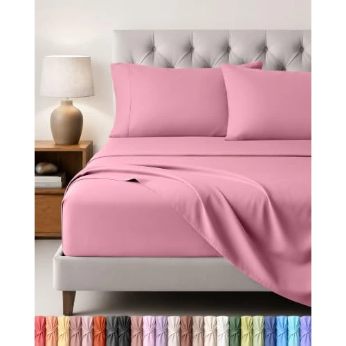 Offerta a tempo: Utopia Bedding Set Lenzuola Letto 4 Pezzi, 180x200cm, Rosa - 30% da 26.99 € a 18.93 €