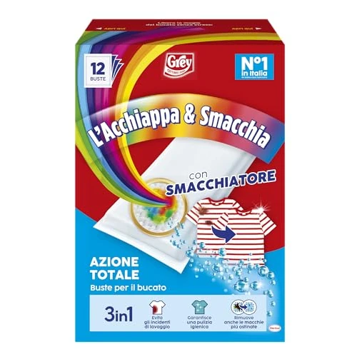 Oferta limitada: Grey L'Acchiappa & Quitamanchas 3 en 1, sobres para la colada, sobres atrapa color, con quitamanchas, paquete de 12 sobres de 3.36 € a 3.36 € (ahorro 0.00%)