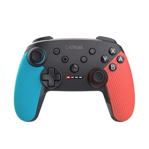 Trust GXT 1246B Muta Nintendo Switch Controller Wireless met Bluetooth, Dual Shock Trillingen, Motion Control-Sensor, Turbo-Knop, 15h Speeltijd, voor Nintendo Switch, Lite, OLED, Blauw/Rood