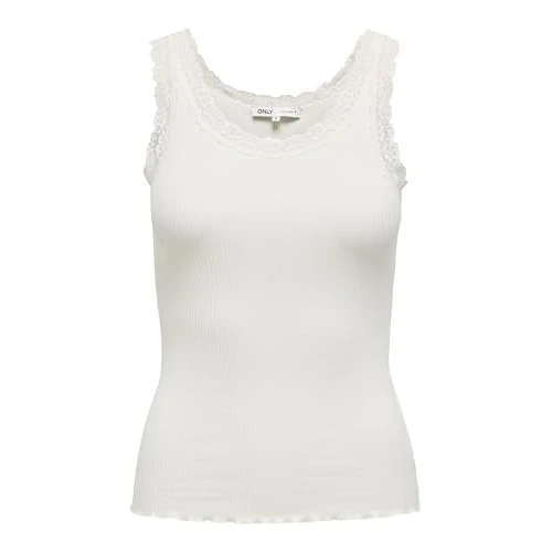 Oferta limitada: Only Onlsara Sharai Encaje Tank Top JRS Noos Basic sin Mangas Camiseta sin Mangas con Cuello Redondo y Detalle de Encaje, Cloud Dancer, L de 16.99 € a 16.99 € (ahorro 0.00%)