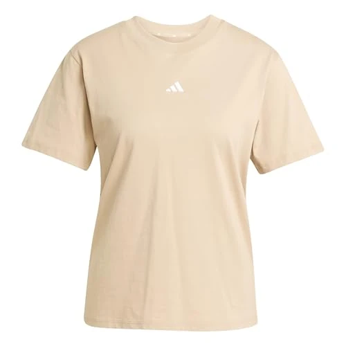 adidas Women's Essentials Small Logo Cotton T-Shirt, Warm Sandstone/White, L