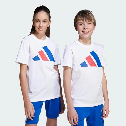 adidas uniseks-kind ESSENTIALS BIG LOGO T-SHIRT, white/royal blue/red, 11-12 Years