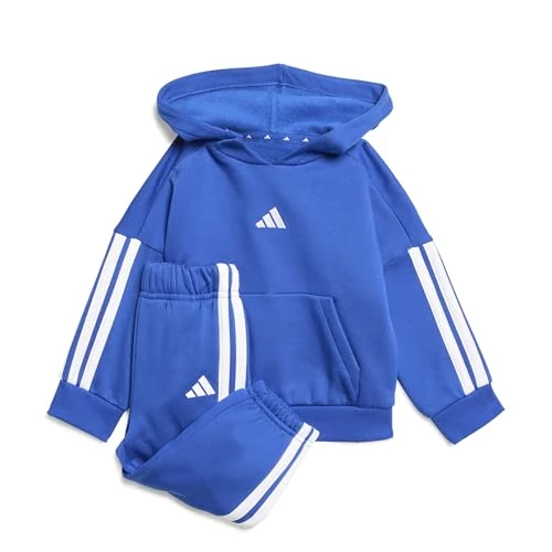 Offerta a tempo: adidas Unisex - Bimbi 0-24 Essentials Hooded Jogger Track Suit, Royal Blue/White/White, 18-24 Months - 36% da 45.00 € a 28.99 €