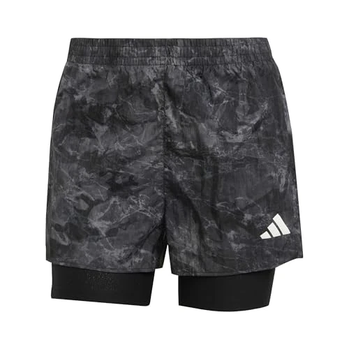 adidas Women's Own The Run Spray Dye 2in1 Short, Grey Four/Black, XS