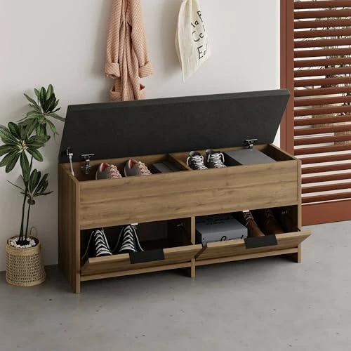 Zeitlich begrenztes Angebot: Dmora Schuhregal Botein 106x34x50cm Braun 8 Paare 4 Fächer, 3 Türen von 275.99 € auf 275.99 € (0.00% Rabatt)