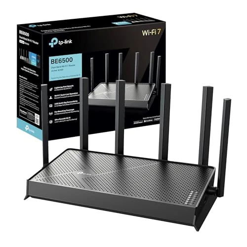 Offerta a tempo: TP-Link Archer BE400 Router Wi-Fi 7 Dual-Band BE6500Mbps, 2.5G WAN, 2.5G LAN, 3 Porte 1G LAN, 4K-QAM, MLO, MU-MIMO, Beamforming, 6 Antenne Esterne, Home Shield, IoT, Compatible con EasyMesh - 15% da 169.99 € a 145.14 €