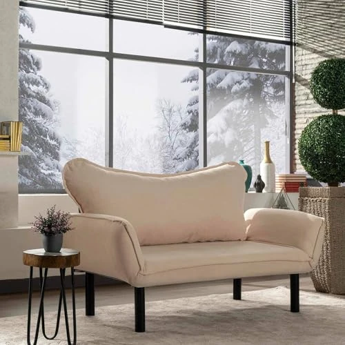 Offre limitée : Dmora - Canapé lit 2 Places Aquilonis, Divan Transformable, Canapé pour invités, Fauteuil lit conteneur, 140x65 h70 cm, Crème de 497.99 € à 497.99 € (0.00% de remise)