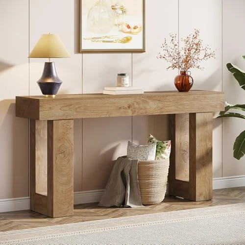 Offerta a tempo: Tribesigns Tavolo consolle lungo 160 cm, divano rettangolare dietro il divano, tavolo da fattoria per ingresso, corridoio, soggiorno (naturale) - 49% da 149.99 € a 75.99 €