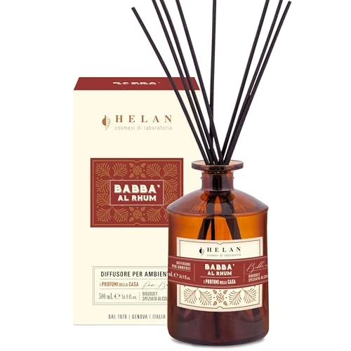 Limited-time offer: Helan Babà al Rhum - Air Freshener, Room Perfumer with Diffuser Sticks with Pear, Vanilla, Molasses and Cinnamon Gift Ideas Deodorant and Room Perfumers 500 ml, Made in Italy from 48.00 GBP to 48.00 GBP (save 0%)