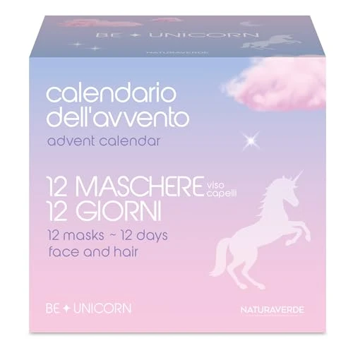 NATURAVERDE BE UNICORN | Be a Unicorn by Naturaverde Gift Set 2024 - Calendario Avvento 12 Giorni - Maschere Viso, Corpo e Capelli per un'Avventura di Bellezza