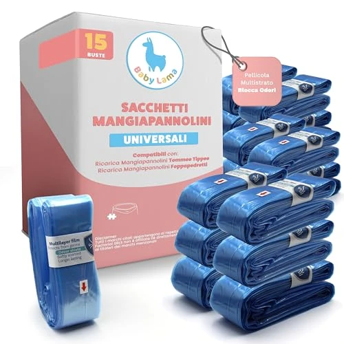 Offerta a tempo: Sacchetti Mangiapannolini Universali (15) – Compatibili con Ricarica Mangiapannolini Foppapedretti e Tommee Tippee – Resistenti e Anti-Odore - 0.00% da 22.99 € a 22.99 €