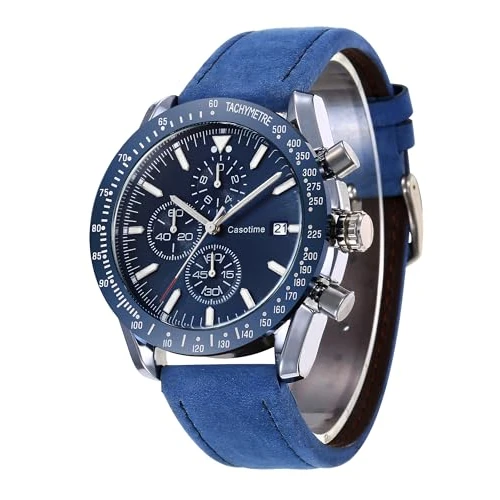 Limitiertes Angebot: Casotime Herren Leder Chronograph Uhr 30M Wasserdicht herrenuhr Analog Quarz Datumsanzeige Herren Armbanduhr, Casual Klassische Mode Kleid Uhr mit Lederband, Elegantes Geschenk für Männer von 39.99 EUR auf 39.99 EUR (Spare 0%)