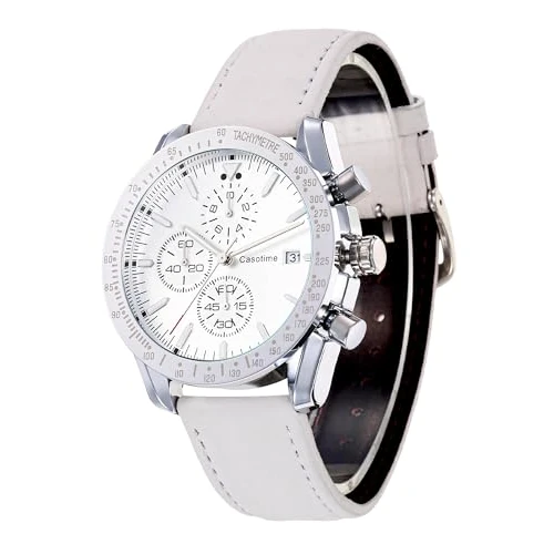 Beperkte aanbieding: Casotime Heren Chronograaf Horloge van Leer - Waterbestendig 30M, Analoog Kwarts met Datum, Grote Wijzerplaat - Klassiek en Stijlvol voor Dagelijks, Werk & Sport - Stijlvol Geschenk voor Mannen van 39.99 EUR naar 39.99 EUR (besparing 0%)