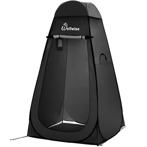 Tijdelijke aanbieding: WolfWise Draagbare Douche Tent Camping Pop Up Tenten Instant Zonnescherm Tenten Aankleed Tenten Ruime Kleedkamer voor Camping, Noodgevallen met Privacy, Fietsen Badkamer Douche Strand, Groot, Zwart van 79.99 € naar 79.99 € (0.00% ko