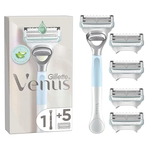 Offerta a tempo: Gillette Venus, Rasoio per Peli e Pelle Della Zona Intima + 5 Confezione di Lamette di Ricambio, Rasoio Parti Intime Donna, Lamette Donna Gillette Venus Ricariche - 31% da 28.99 € a 19.99 €