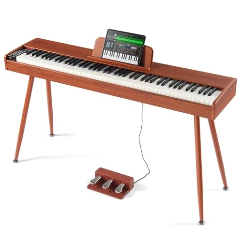 VEVOR Piano Numérique 88 Touches Piano Électrique Double Clavier & Haut-parleur, Support Piano à Quatre Pieds avec Casque, 200 Tonalités & Rythmes, Supporte Bluetooth/USB/MIDI pour Débutants