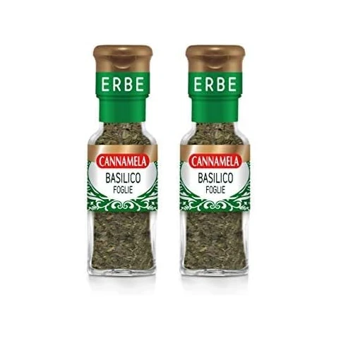 Cannamela, Linea Maxi Oro, Basilico in Foglie Essiccato, Confezione da 30g, Utile nella Preparazione di Insalate, Verdure, Zuppe e Minestre, Ideale per Pesti, Bruschette e Capresi