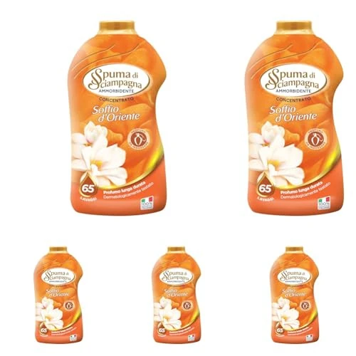 Offerta a tempo: Spuma di Sciampagna Ammorbidente Concentrato Soffio d'Oriente 65 Lav. 1300ml (Confezione da 5) - 53% da 18.45 € a 8.70 €