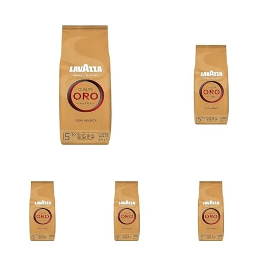Lavazza Caffè in Grani per Macchina Espresso Qualità Oro - 500 gr (Confezione da 5)