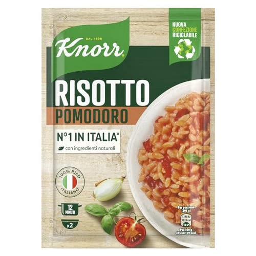 Offerta a tempo: Knorr Risotto al Pomodoro, Risotto Pronto con Ingredienti Naturali, 100% Riso Italiano e Chicci al Dente, Preparazione in Pentola o al Microonde, 175g, 2 Porzioni (Confezione da 10) - 38% da 20.90 € a 12.90 €