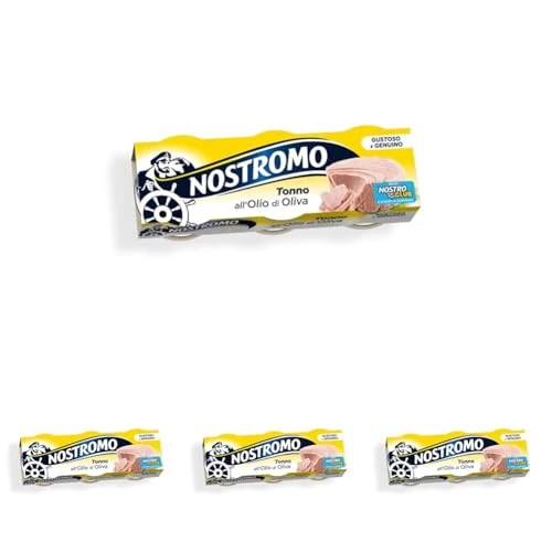 Nostromo - Tonno all'olio di oliva, 3 lattine da 70gr. Fonte di proteine, senza conservanti (Confezione da 4)