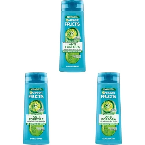 Offerta a tempo: Garnier Fructis Shampoo Antiforfora, Per Capelli Grassi, Azione Purificante, Con Piroctone Olamina, Citrus Detox, 250 ml (Confezione da 3) - 33% da 8.97 € a 5.97 €
