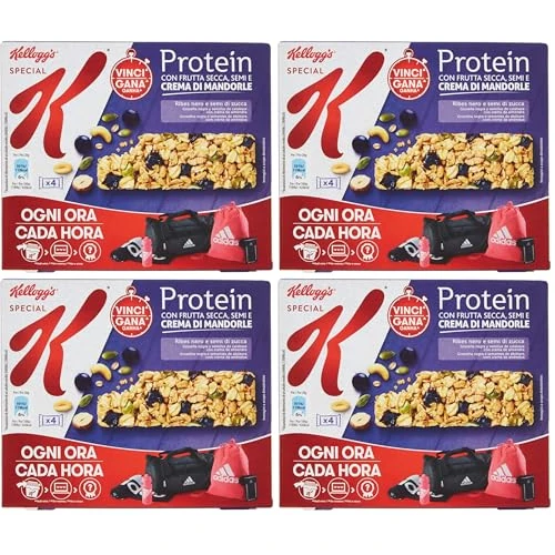 Offerta a tempo: Kellogg's Barrette con Frutta Secca, Semi e Crema di Mandorle - 4 Pezzi da 28 g, Totale: 112 g (Confezione da 4) - 26% da 13.80 € a 10.20 €